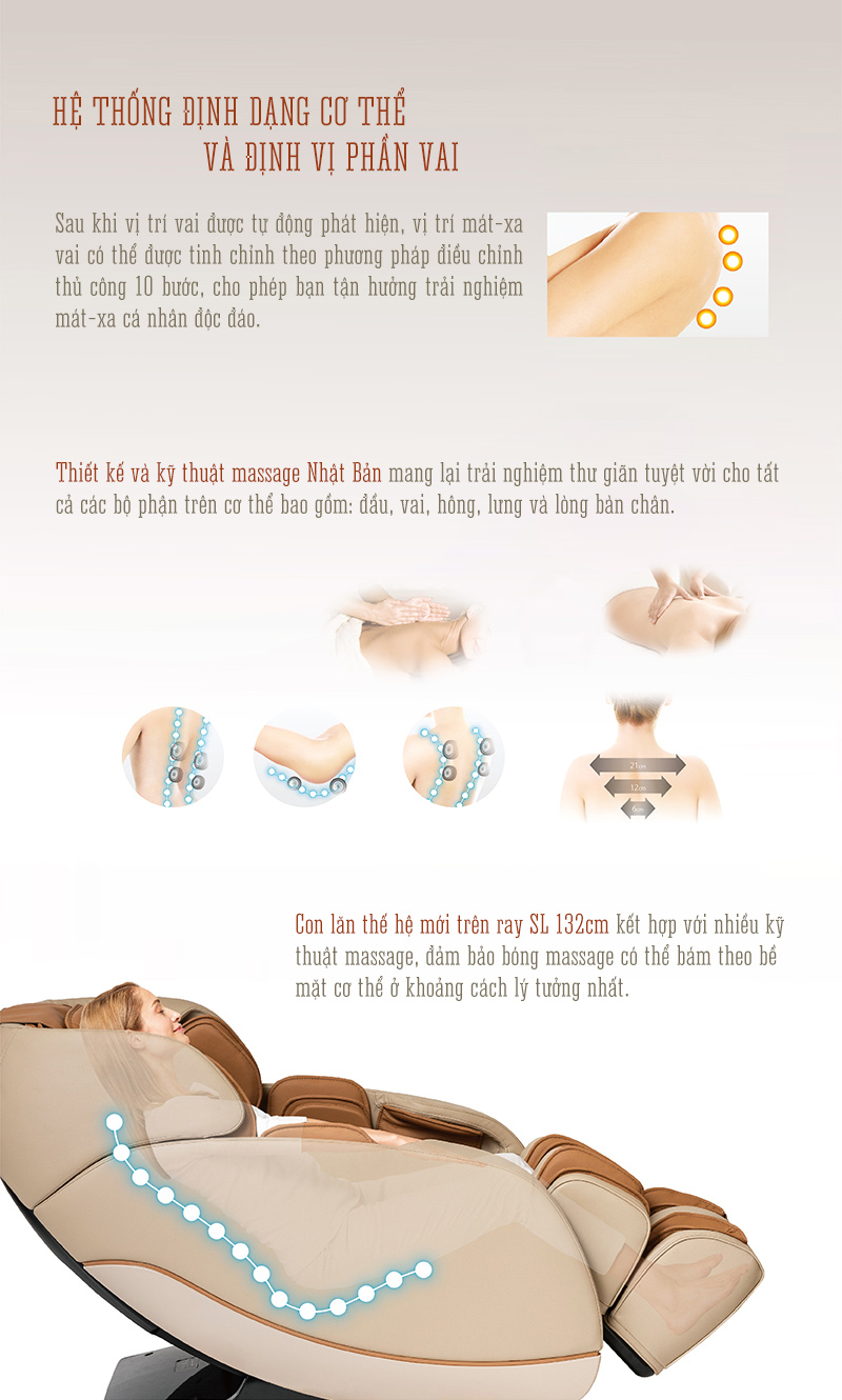 ghế massage oreni or-180 sử dụng đường ray sl siêu dài